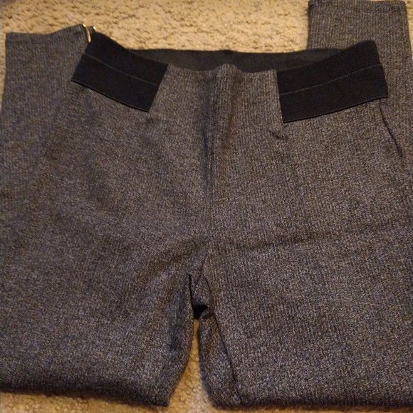 ANN TAYLOR PETITE - GREY/BLACK LEGGINGS - ZIPPER ACCENT - SIZE M